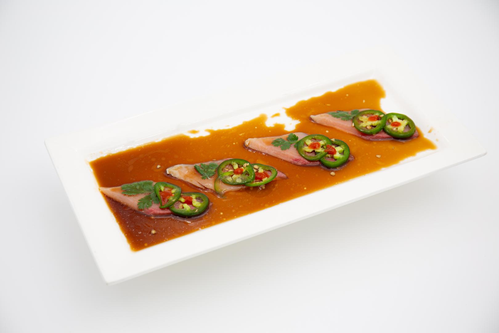 yellowtail in chili yuzu sauce